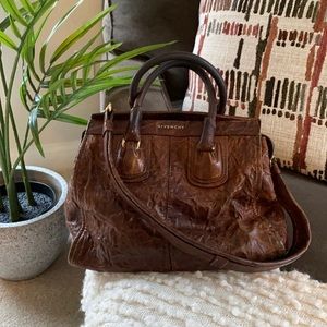 Givenchy distressed leather bag in cognac brown